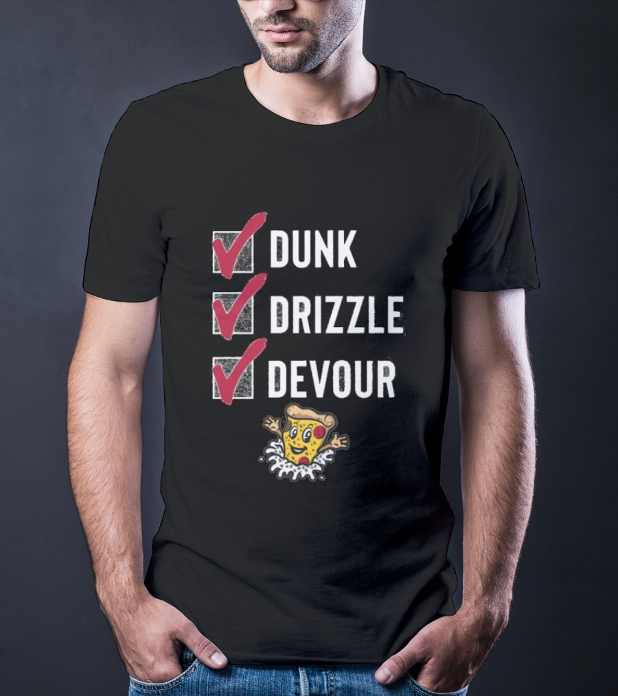 Tulsa Ranch Dippers Dunk Drizzle Devour Pizza Checklist T-Shirt