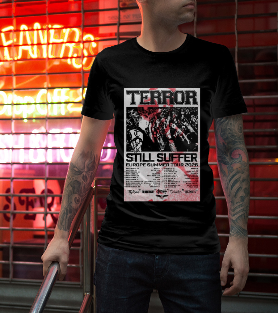 TERROR Still Suffer Europe Summer Tour 2026 With Stick To Your Guns And The Ghost Inside T-Shirt