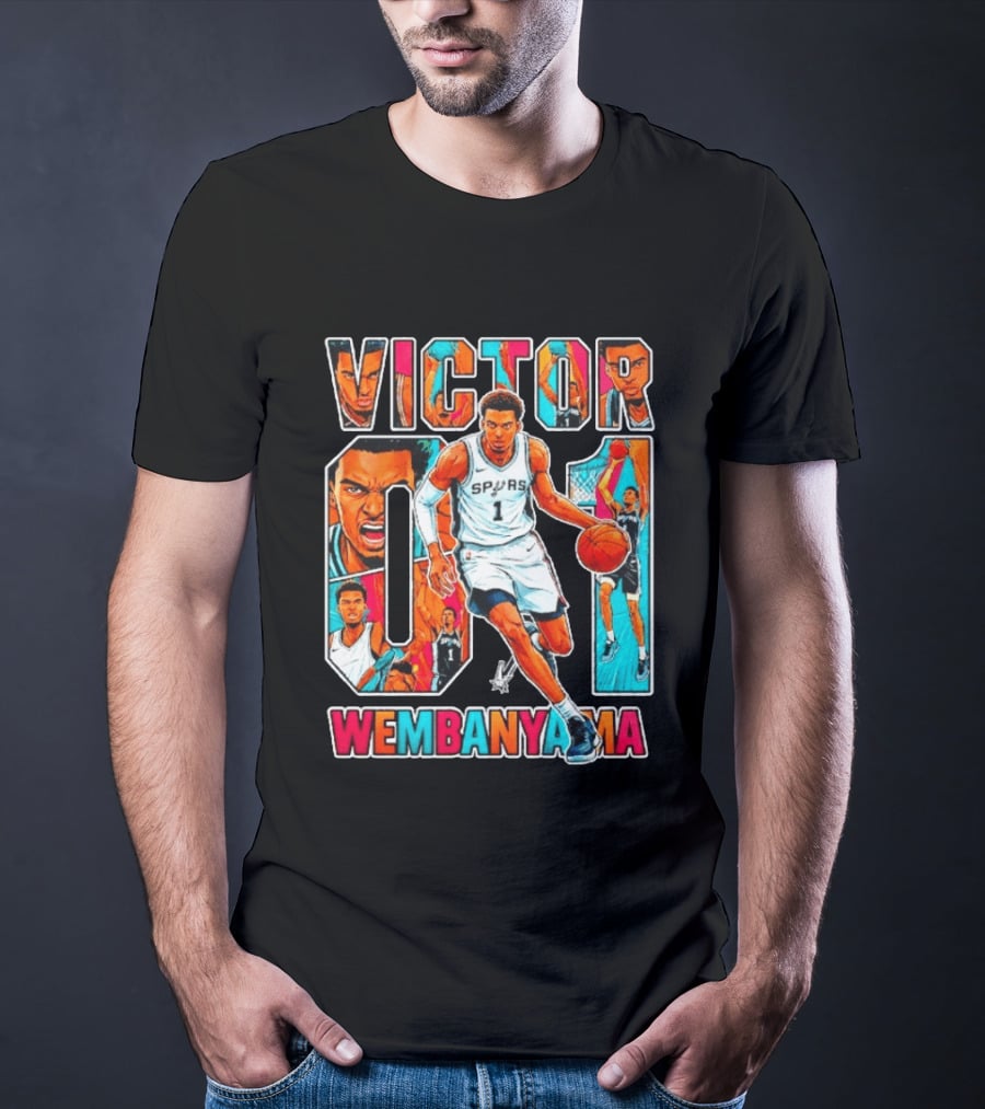 Victor Wembanyama No 1 San Antonio Spurs Comic Fiesta T-Shirt