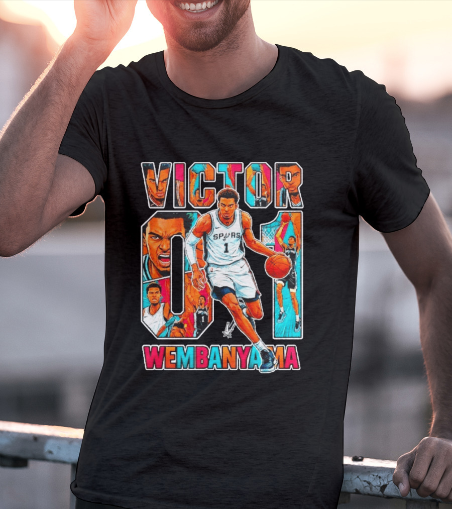 Victor Wembanyama No 1 San Antonio Spurs Comic Fiesta T-Shirt