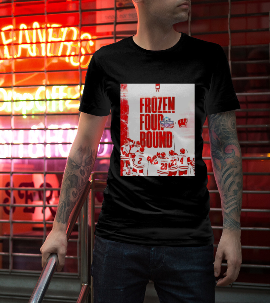 Frozen Four Bound Wisconsin Badgers Men's Ice Hockey Team Celebration T-Shirt