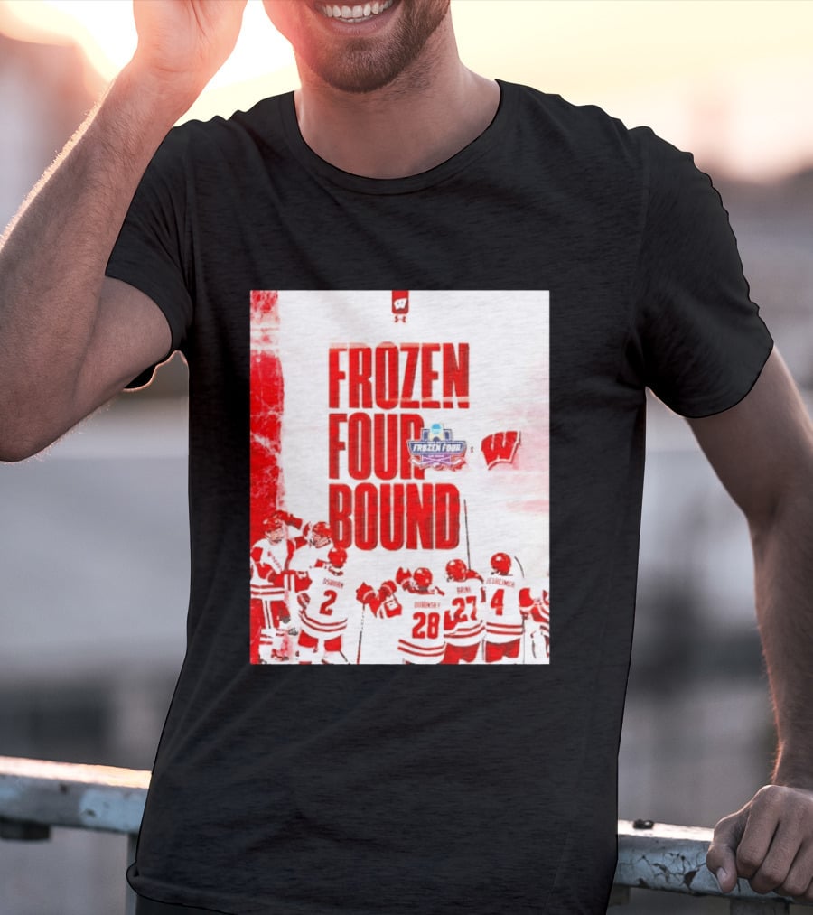 Frozen Four Bound Wisconsin Badgers Men's Ice Hockey Team Celebration T-Shirt