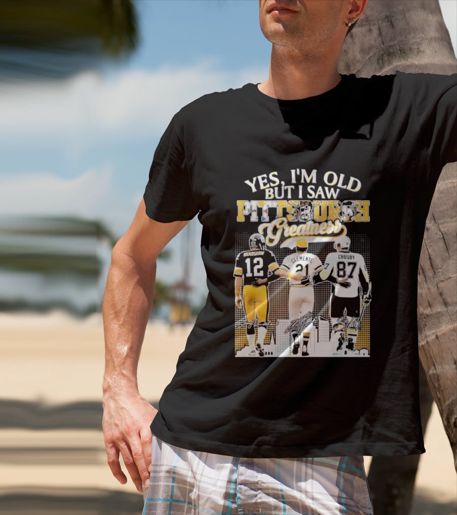 Yes I'm Old But I Saw Pittsburgh Greatness Football Legends 12 82 87 Vintage Players T-Shirt