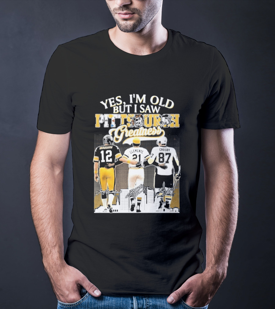 Yes I'm Old But I Saw Pittsburgh Greatness Football Legends 12 82 87 Vintage Players T-Shirt