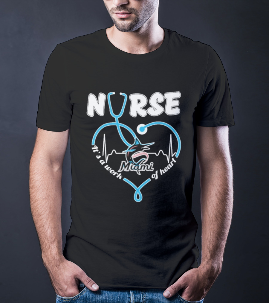 Nurse It's A Work Of Heart Miami Stethoscope 2026 T-Shirt