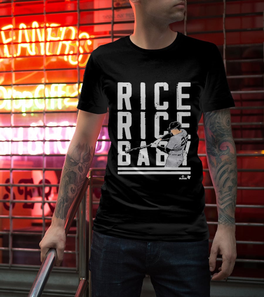 Rice Rice Baby Baseball Player Number 2 Batting Action T-Shirt