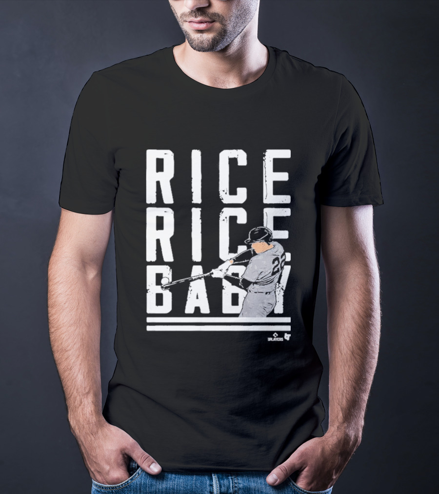 Rice Rice Baby Baseball Player Number 2 Batting Action T-Shirt