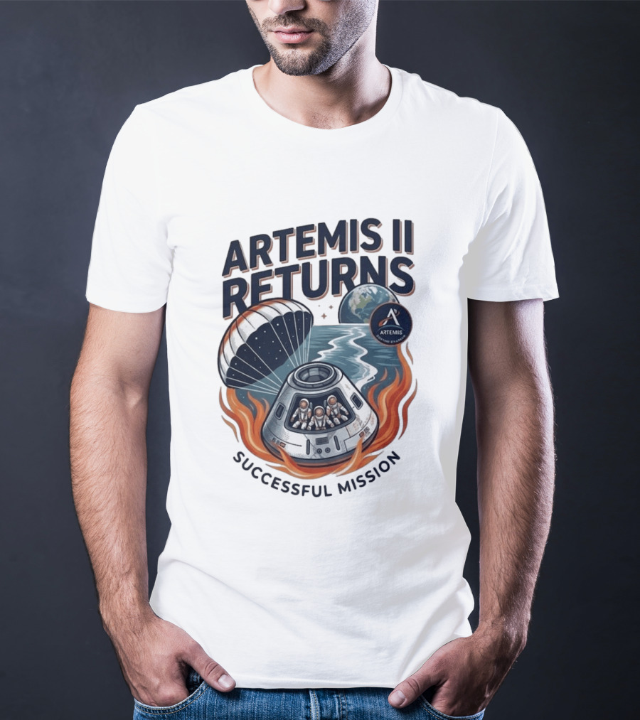 Artemis II Returns Successful Mission Capsule Parachute Earth T-Shirt