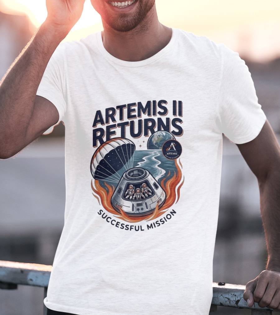 Artemis II Returns Successful Mission Capsule Parachute Earth T-Shirt