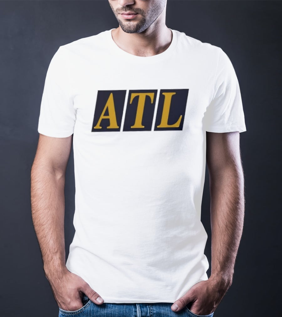 ATL Bold Minimalist Style Gold Text On Black T-Shirt