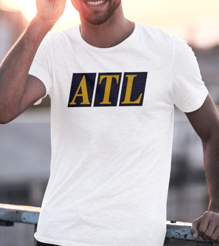 ATL Bold Minimalist Style Gold Text On Black T-Shirt