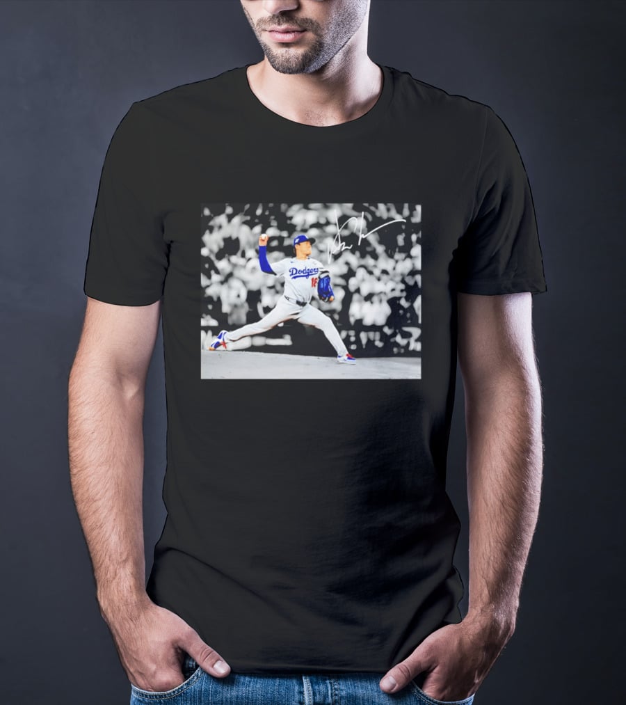 Yoshinobu Yamamoto Dodgers Pitching Action Los Angeles 2026 T-Shirt