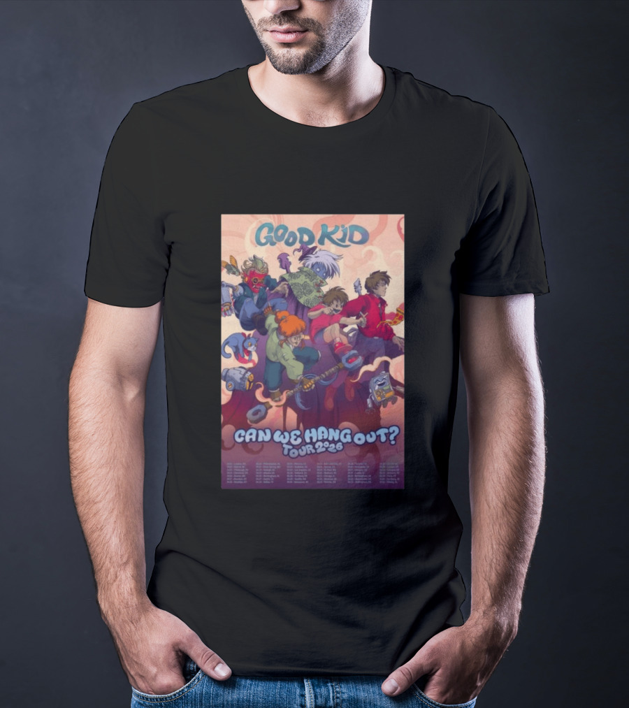 Good Kid Can We Hang Out 2026 Tour Colorful Cartoon Characters T-Shirt