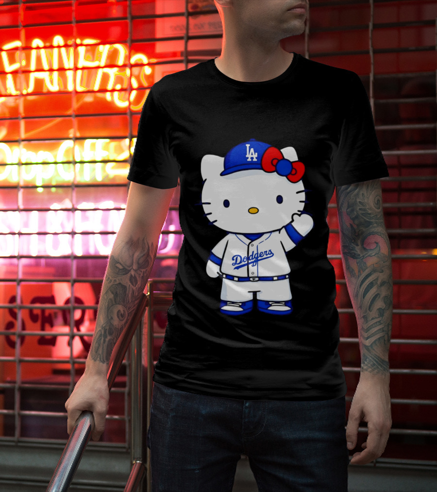 Hello Kitty Los Angeles Dodgers MLB Baseball Collaboration Fan T-Shirt