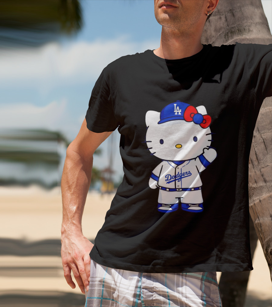 Hello Kitty Los Angeles Dodgers MLB Baseball Collaboration Fan T-Shirt