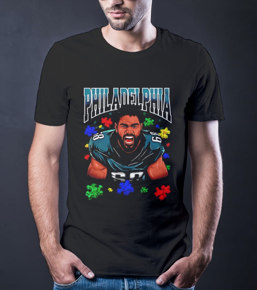 Jalen Carter Philadelphia Eagles Puzzle Piece Football T-Shirt