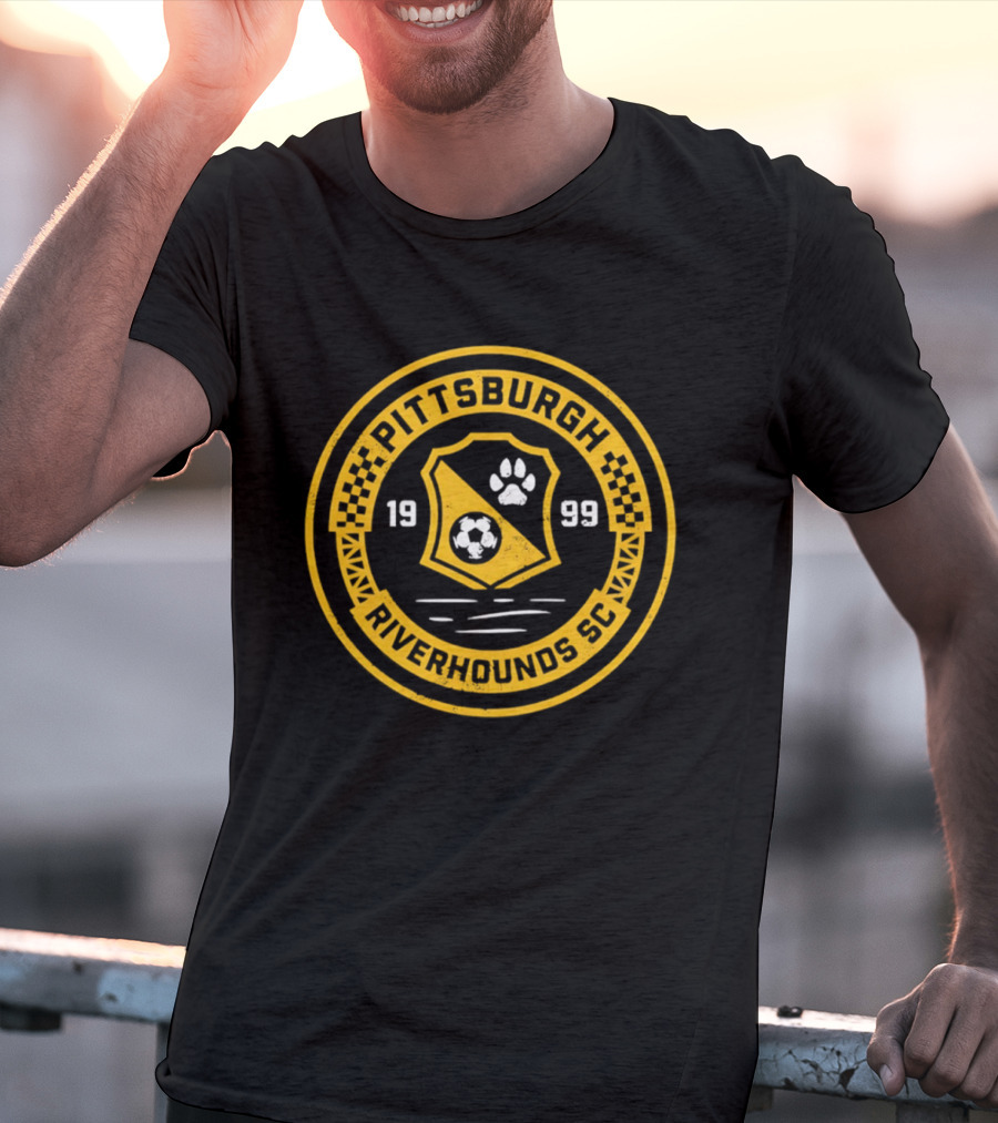 Pittsburgh Riverhounds SC Badge 1999 Soccer Paw Print T-Shirt