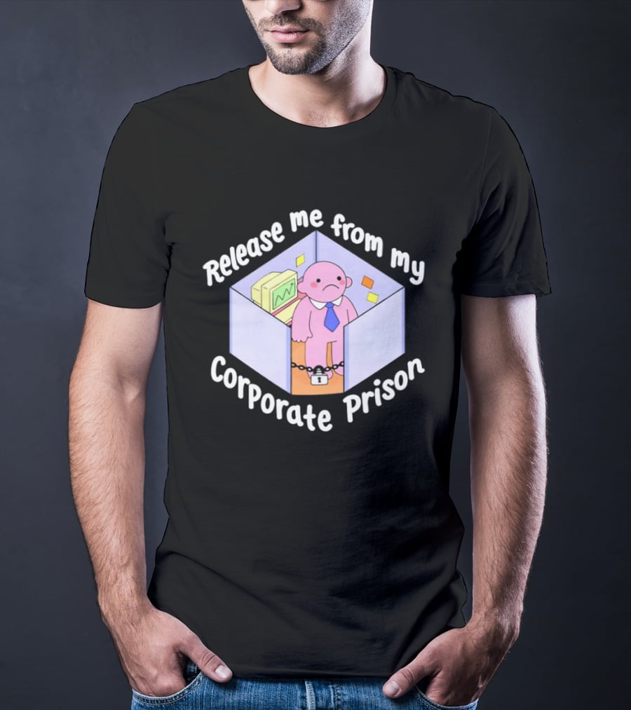 Release Me From My Corporate Prison Cubicle Cartoon T-Shirt
