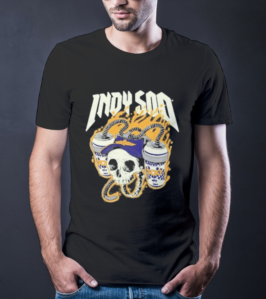 Indy 500 Skull With Flames And Racing Helmet T-Shirt