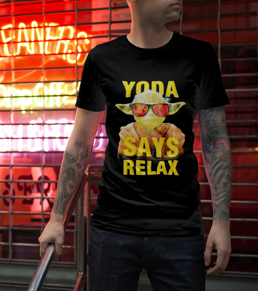 Yoda Says Relax Sunglasses Funny Jedi Master T-Shirt