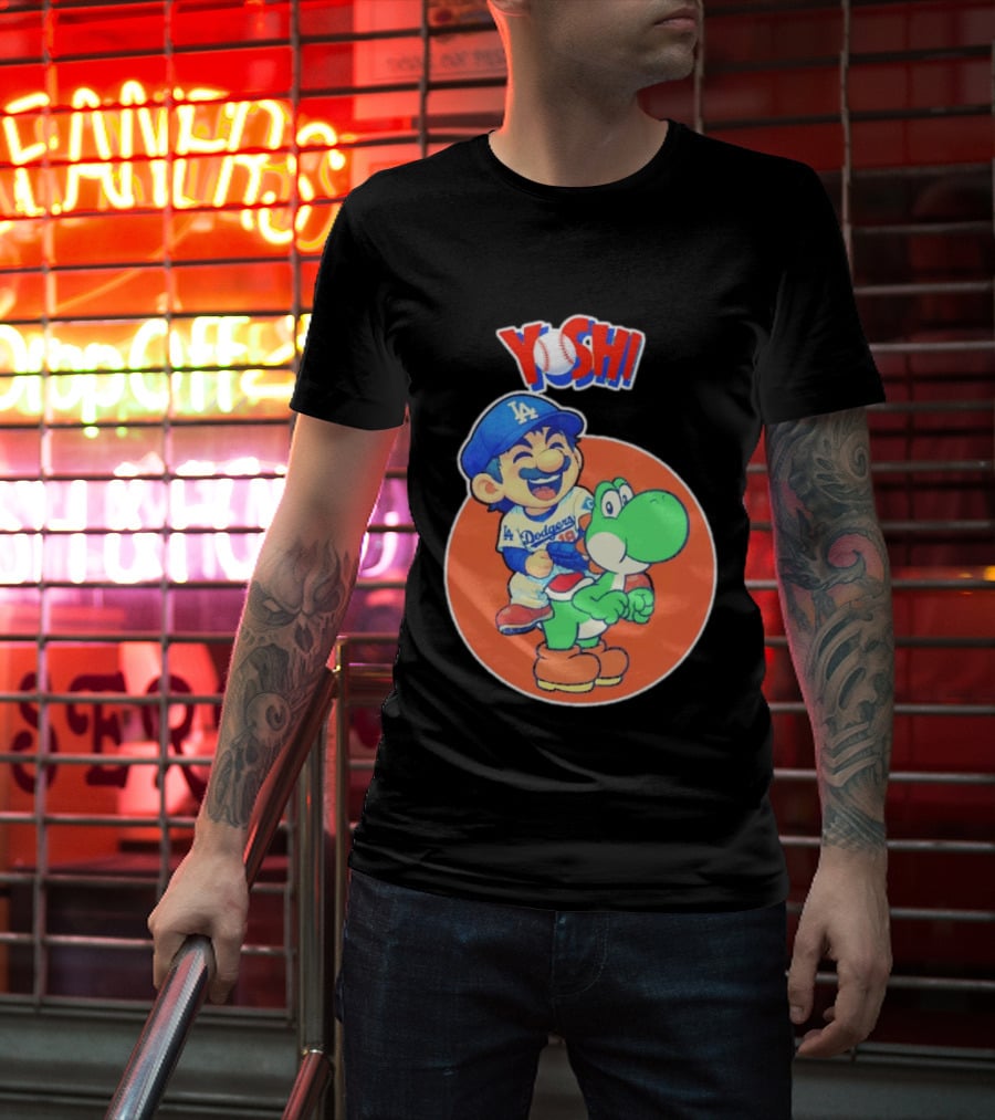 Yoshinobu Yamamoto Los Angeles Dodgers MLB Yoshi Cartoon Dodger Gear T-Shirt