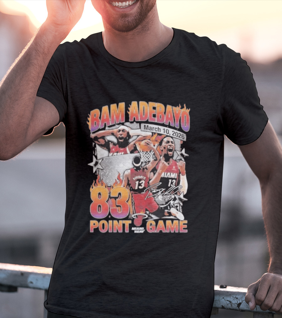 Bam Adebayo March 10 2026 Miami Heat 83 Point Game T-Shirt