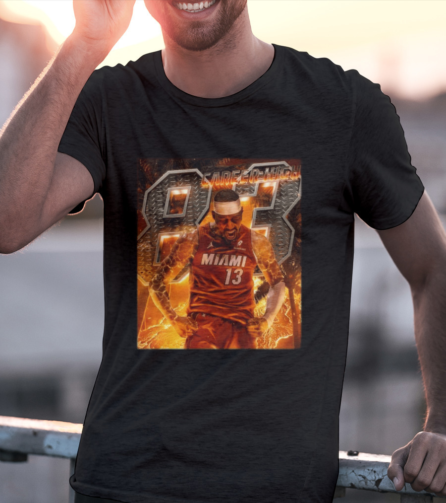 Carrer High 83 Miami Heat Bam Adebayo Goes Nuclear NBA Second Most Points T-Shirt