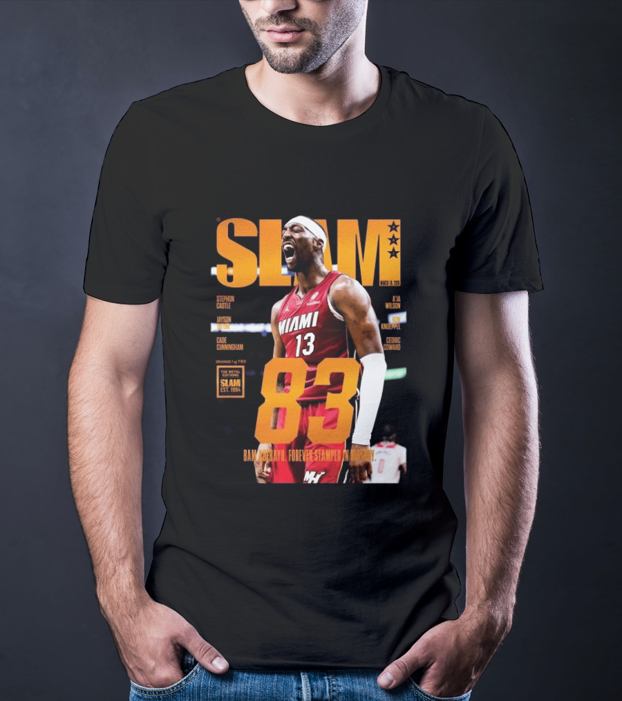 SLAM 261 Bam Adebayo Miami Heat Metal Edition 83 Points Forever Stamped In History T-Shirt