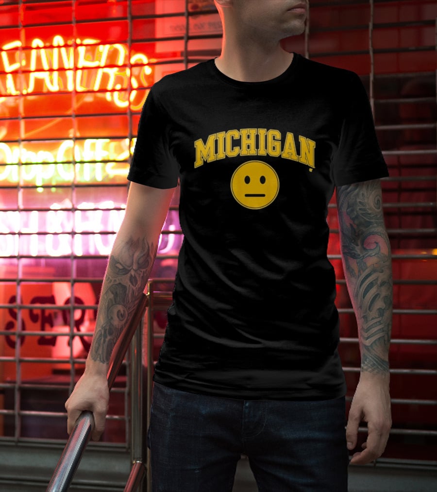 Michigan Basketball Yellow Emoji Face T-Shirt