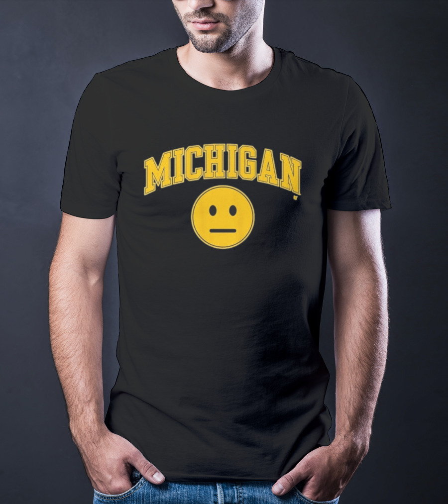 Michigan Basketball Yellow Emoji Face T-Shirt