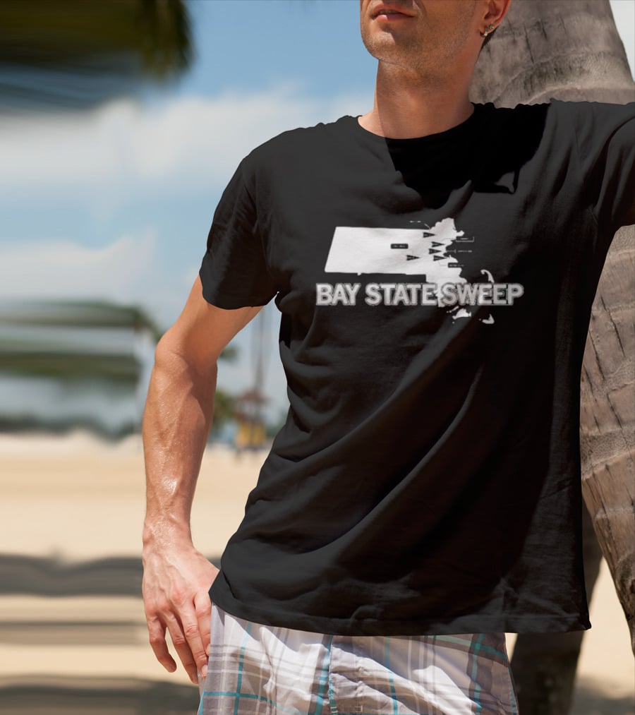 Bay State Sweep Massachusetts Map Landmarks T-Shirt