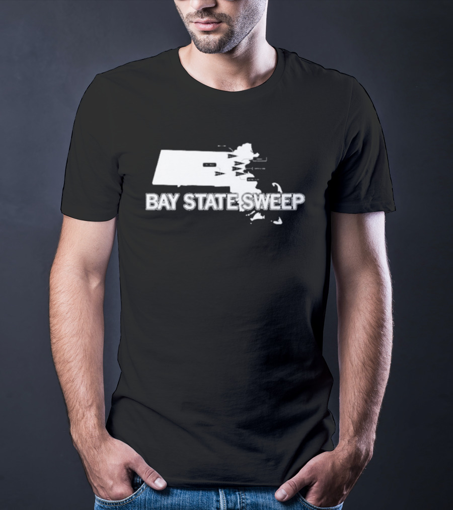 Bay State Sweep Massachusetts Map Landmarks T-Shirt