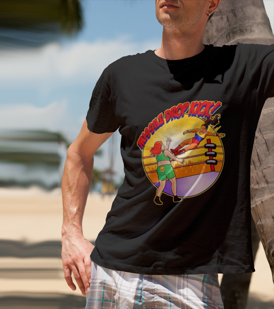 Missile Drop Kick Wrestling Move In Classic Ring Showdown T-Shirt