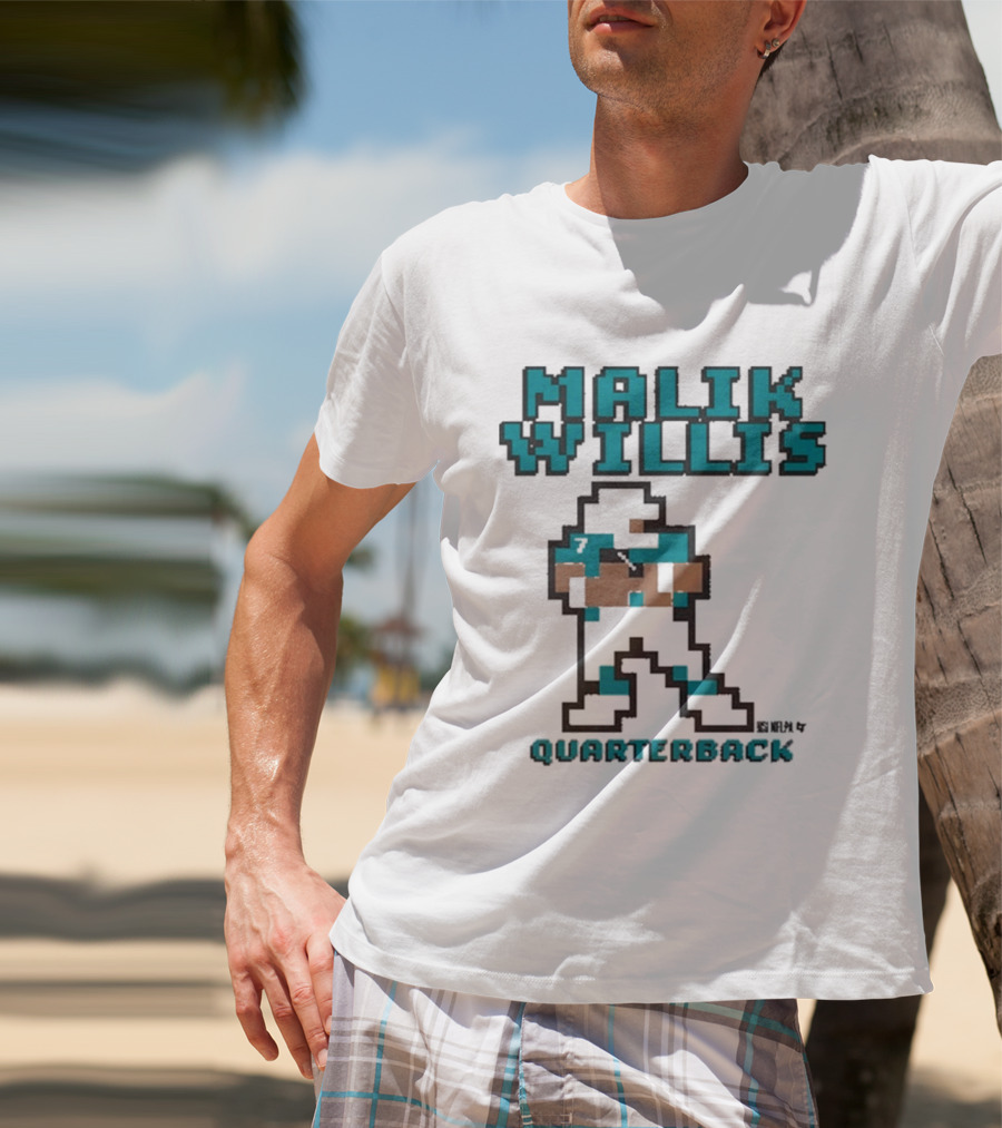 Malik Willis Retro Pixel Quarterback Miami Baller T-Shirt