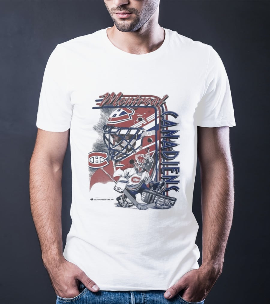Montreal Canadiens 1992 NHL Vintage Hockey Goalie Mask T-Shirt
