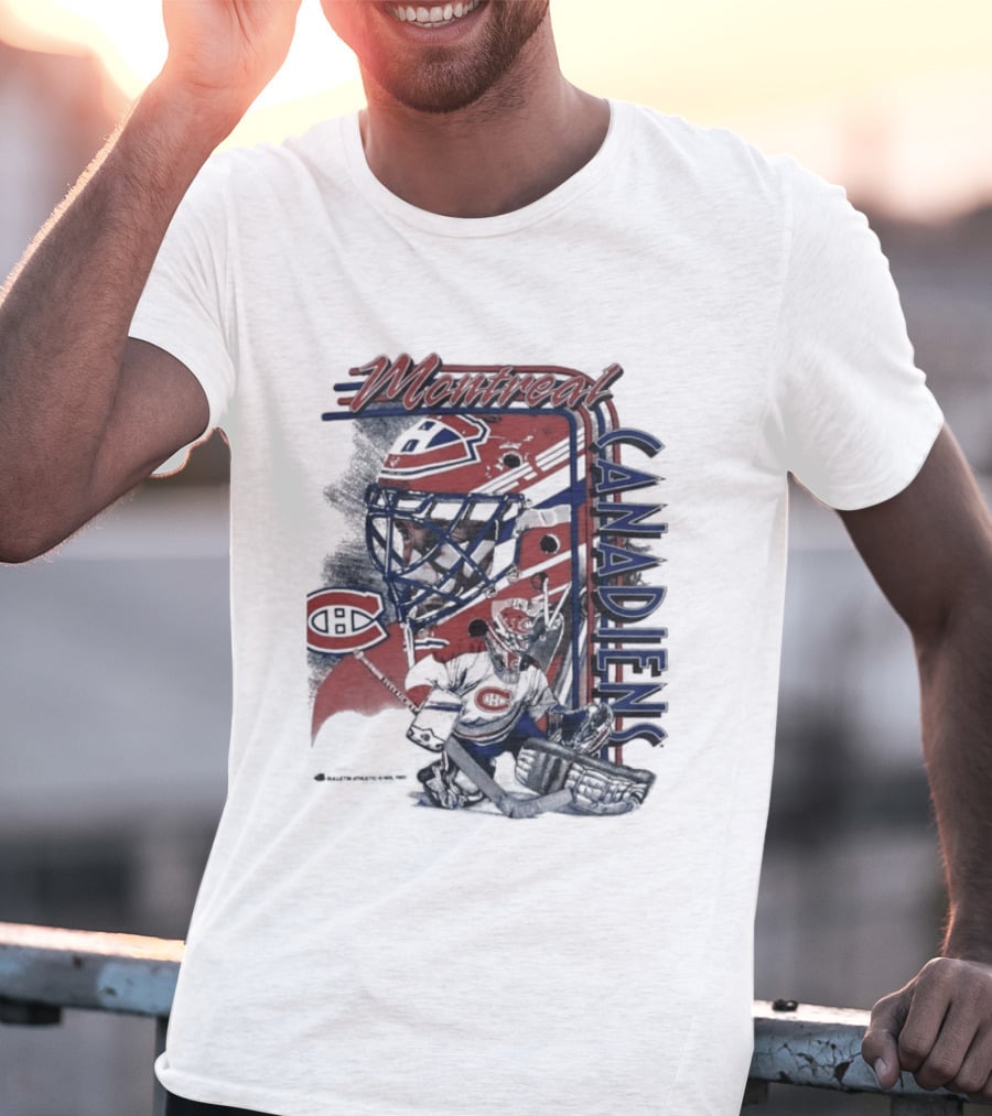 Montreal Canadiens 1992 NHL Vintage Hockey Goalie Mask T-Shirt