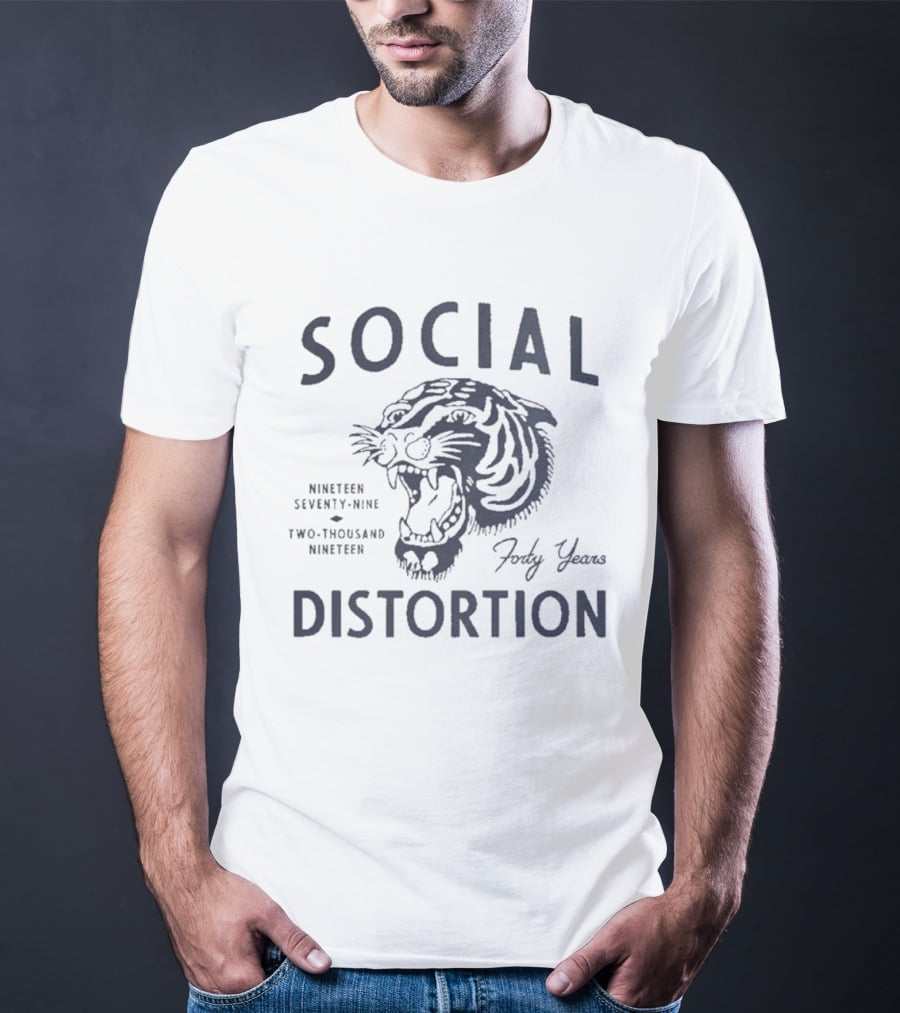 Social Distortion Forty Years Nineteen Seventy Nine Two Thousand Nineteen Tiger Head T-Shirt