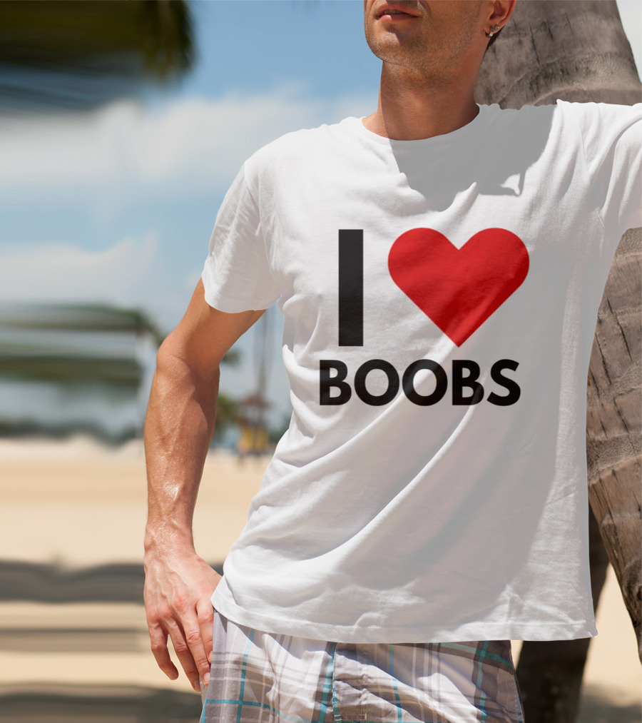 I Love Boobs Heart Symbol Humor T-Shirt