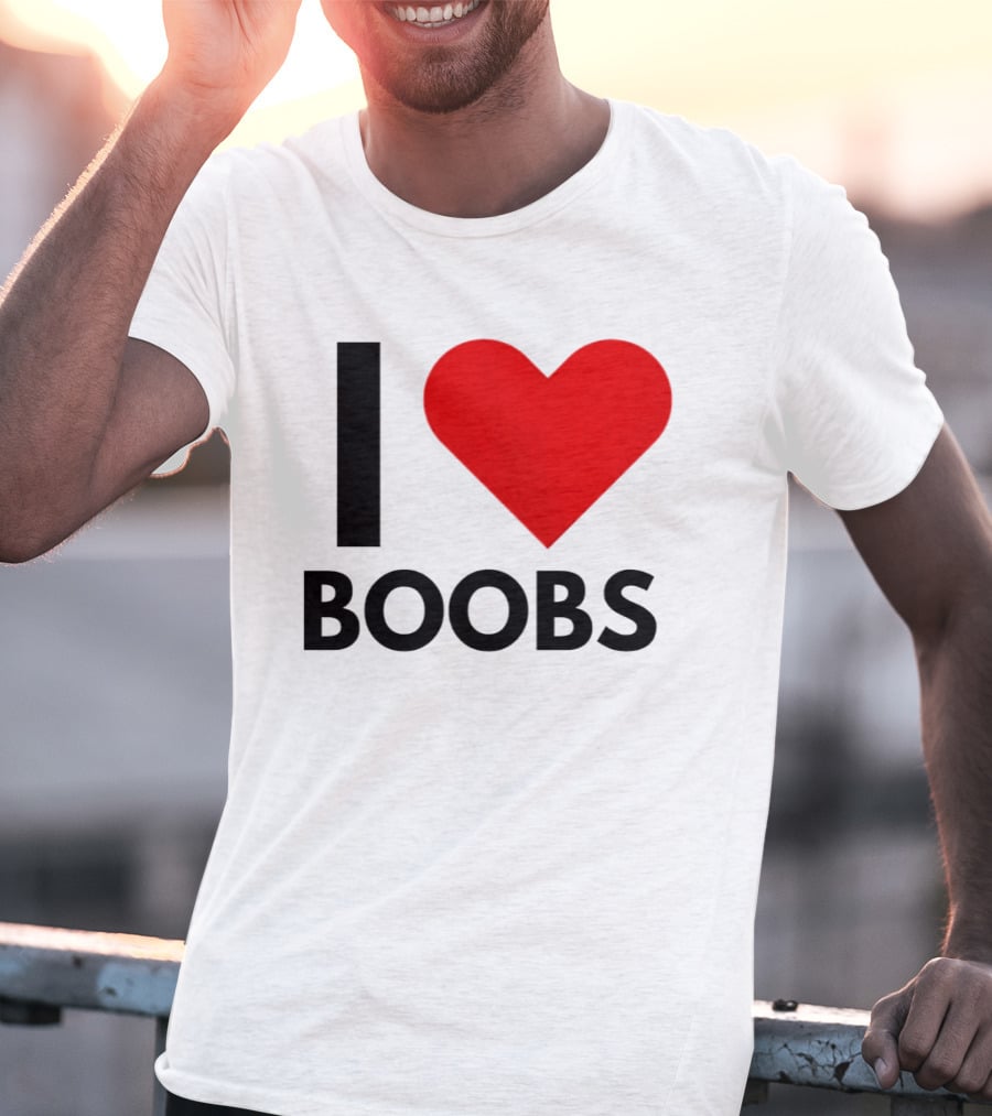 I Love Boobs Heart Symbol Humor T-Shirt