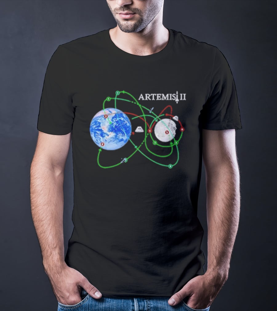 Artemis II NASA Moon Mission Pathways Earth And Moon T-Shirt