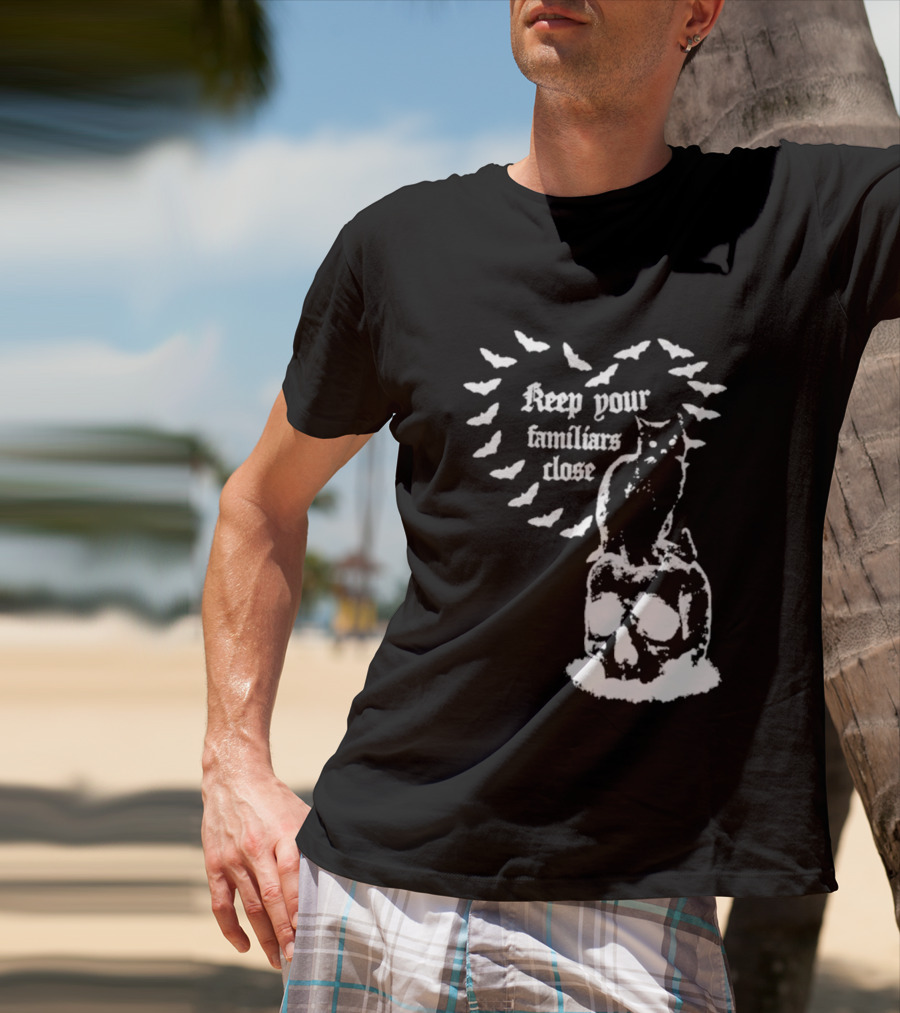 Keep Your Familiars Close Owl Skull And Bats T-Shirt