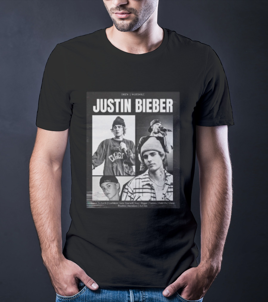 Drew House Viasmule Justin Bieber Collage Love Yourself Peaches Iconic Photos T-Shirt