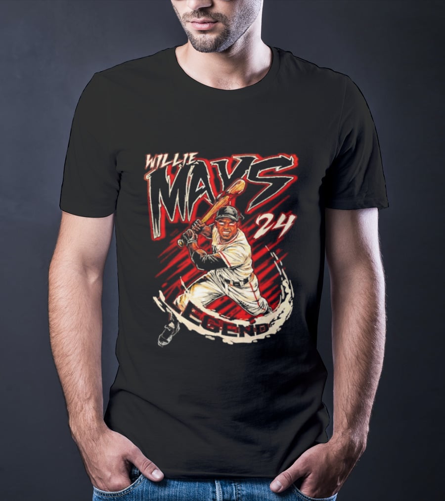 Willie Mays 24 San Francisco Giants Planet Euphoria Player Baseball T-Shirt