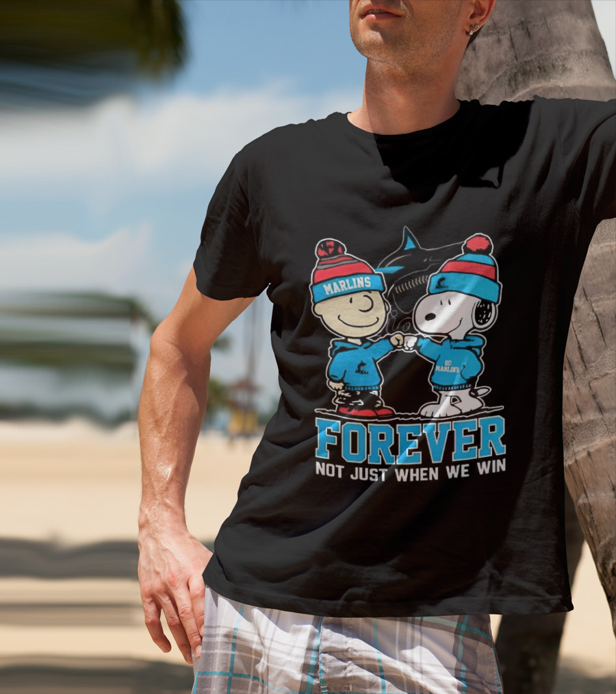 Charlie Brown Snoopy Miami Marlins Fist Bump Forever Not Just When We Win 2025 T-Shirt