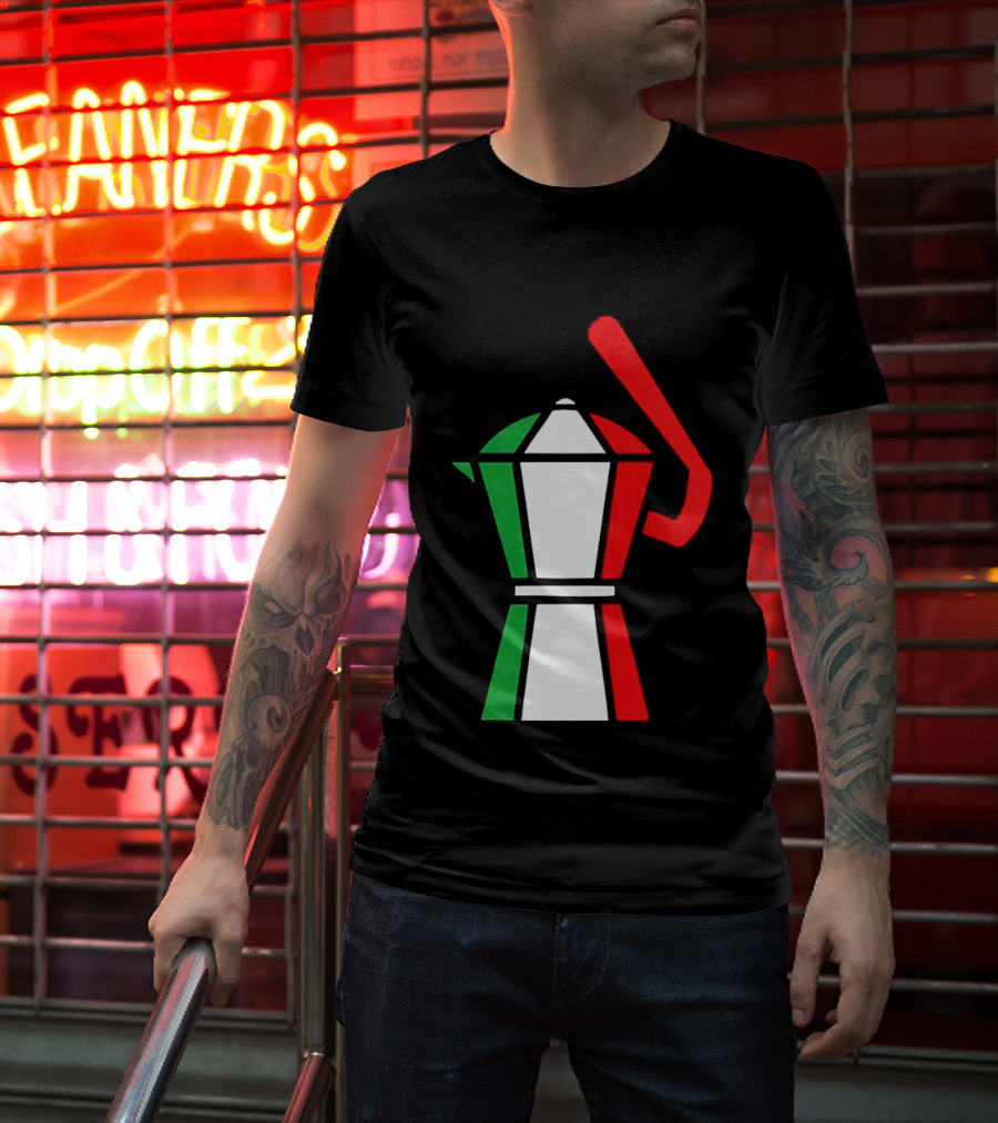 Italy Coffee Pot Italian Flag Colors White T-Shirt