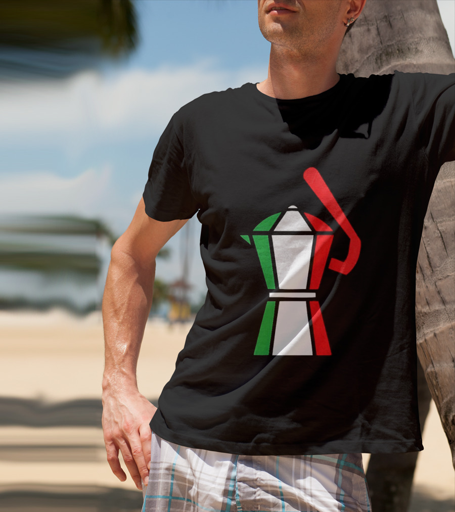 Italy Coffee Pot Italian Flag Colors White T-Shirt