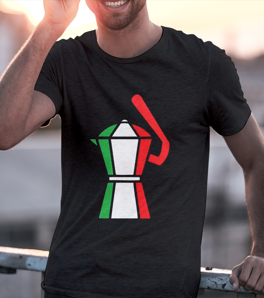 Italy Coffee Pot Italian Flag Colors White T-Shirt