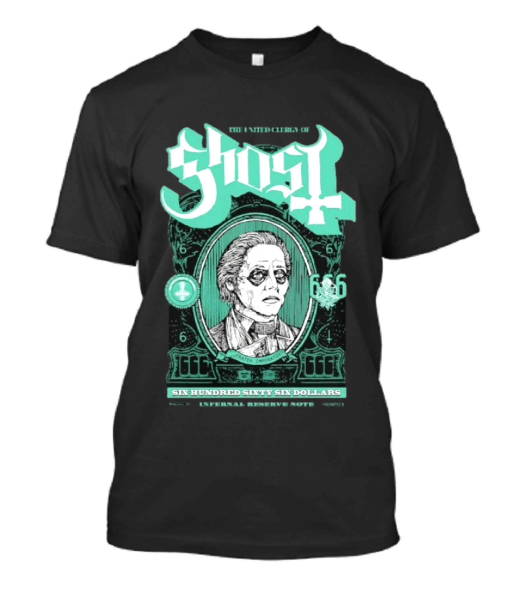 Ghost Six Hundred Sixty Six Dollars Papa Emeritus Spirit Bank Note T-Shirt