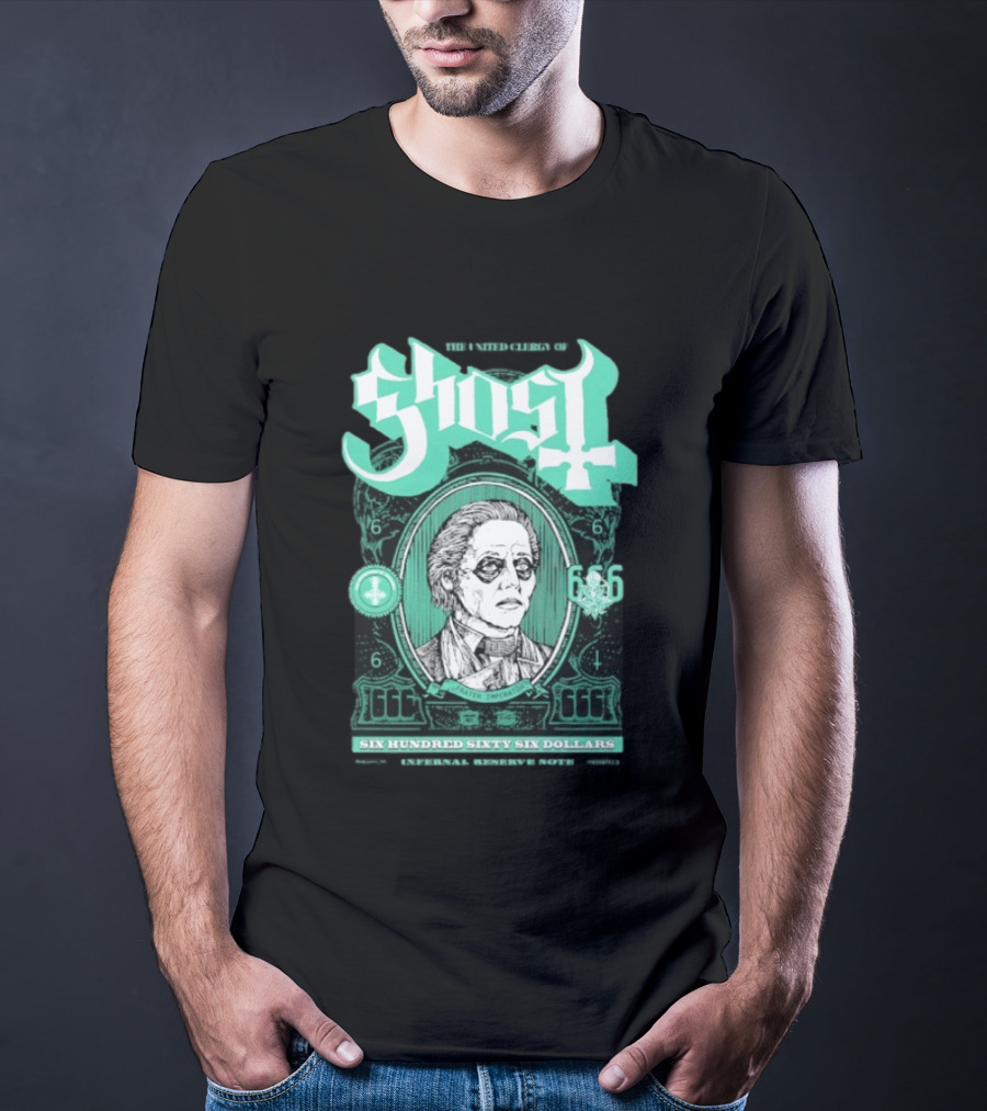 Ghost Six Hundred Sixty Six Dollars Papa Emeritus Spirit Bank Note T-Shirt