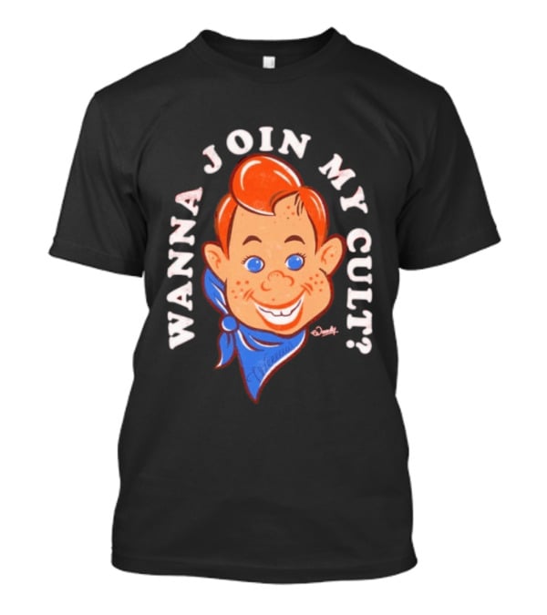 Woody Wanna Join My Cult Retro Style Cartoon Face And Blue Bandana T-Shirt